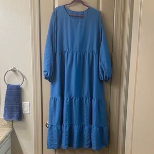 Blue Long Sleeve Dress